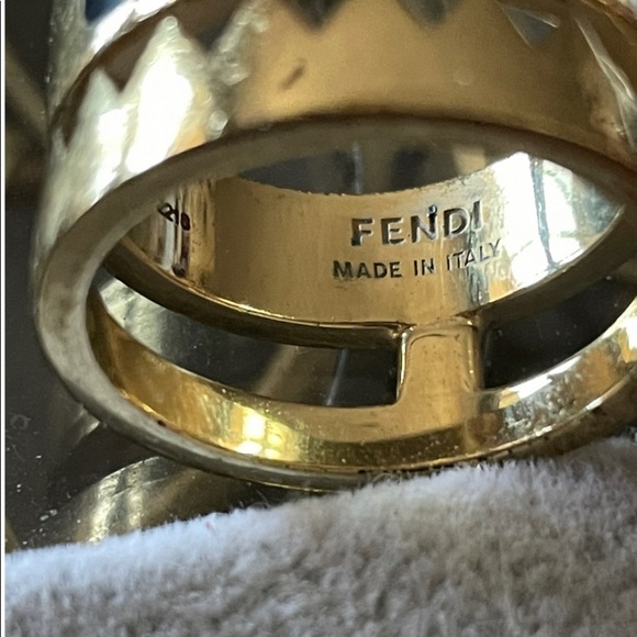 Pre Loved, Fendi Roma Double Band Monster Eyes Etched Ring. 9-1/4 - Picture 4 of 7